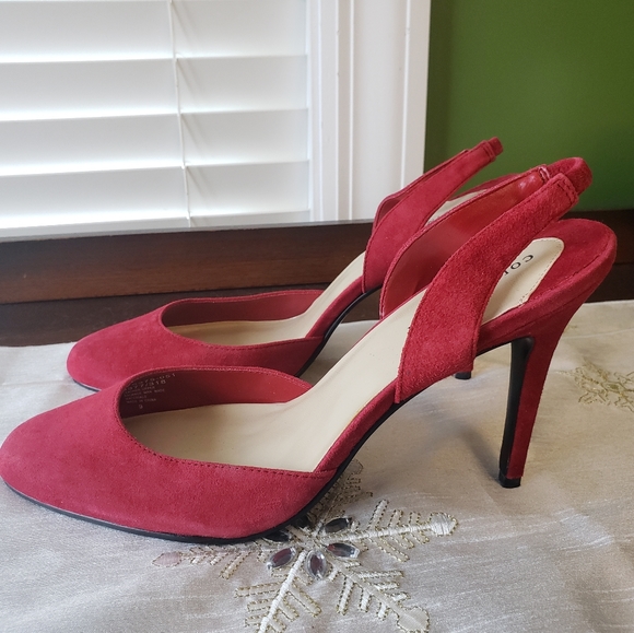 Colin Stuart Red Suede Heels Size 9 - Picture 12 of 12
